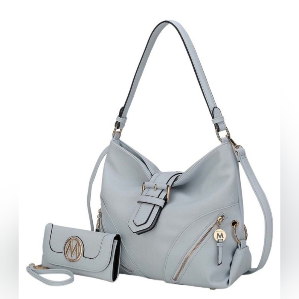 Mia K Light blue Rafaela Hobo and Wallet